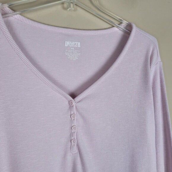 Duluth Trading Size XXL Makers Studio Cotton Rib Henley Long Sleeve Top Pink - Picture 5 of 12